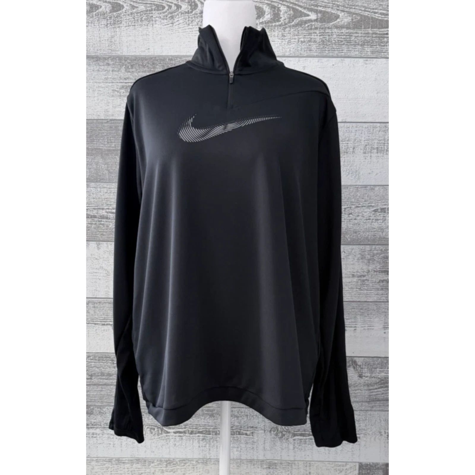 Nike Dri-Fit Activewear Black Running ¼ Zip Pullover Top Womens Xxl